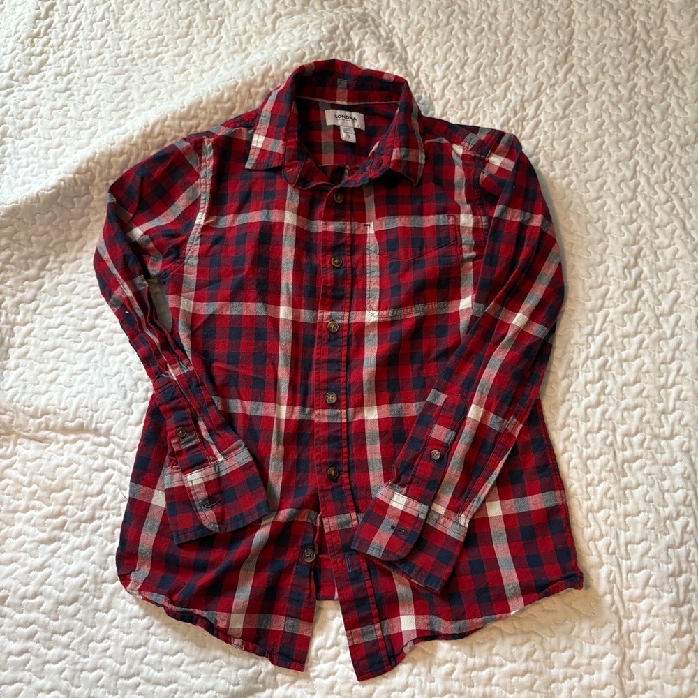 Sonoma Red and Navy Plaid Shirt